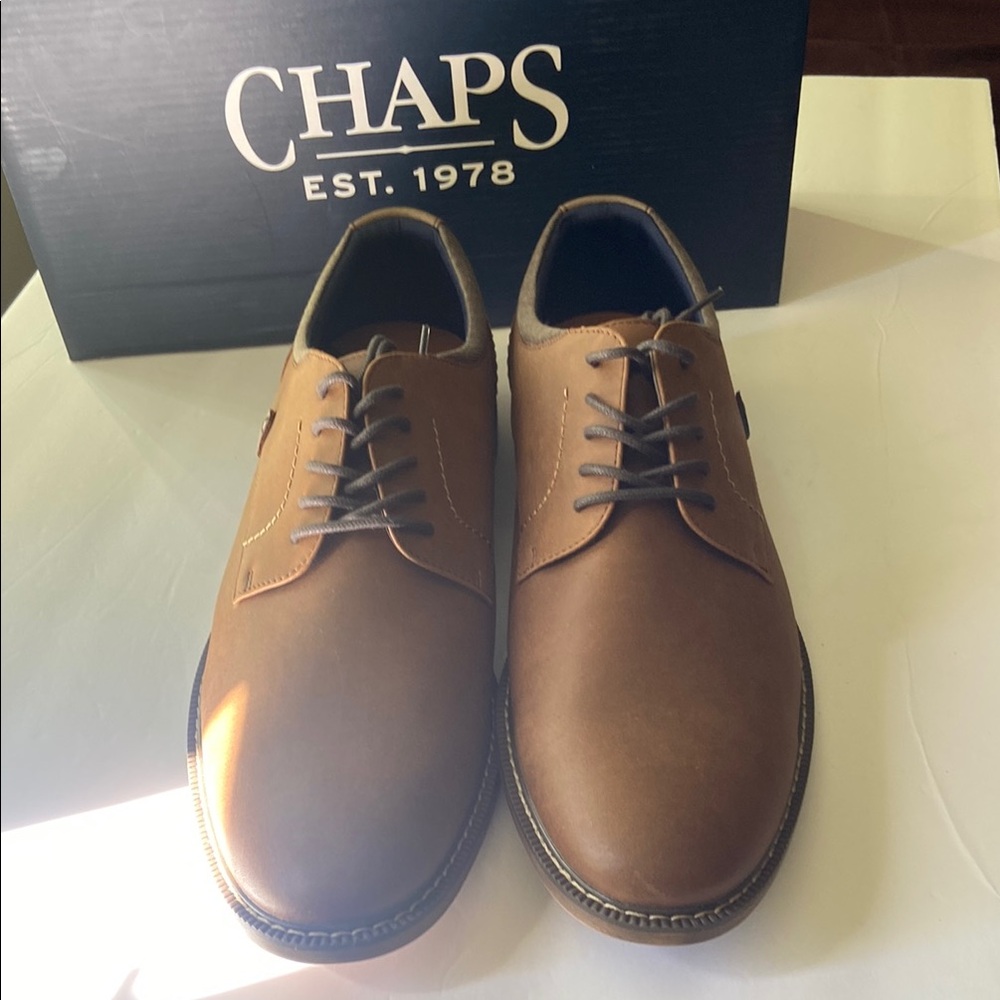 Chaps Brown Leather Oxfords Classic Design